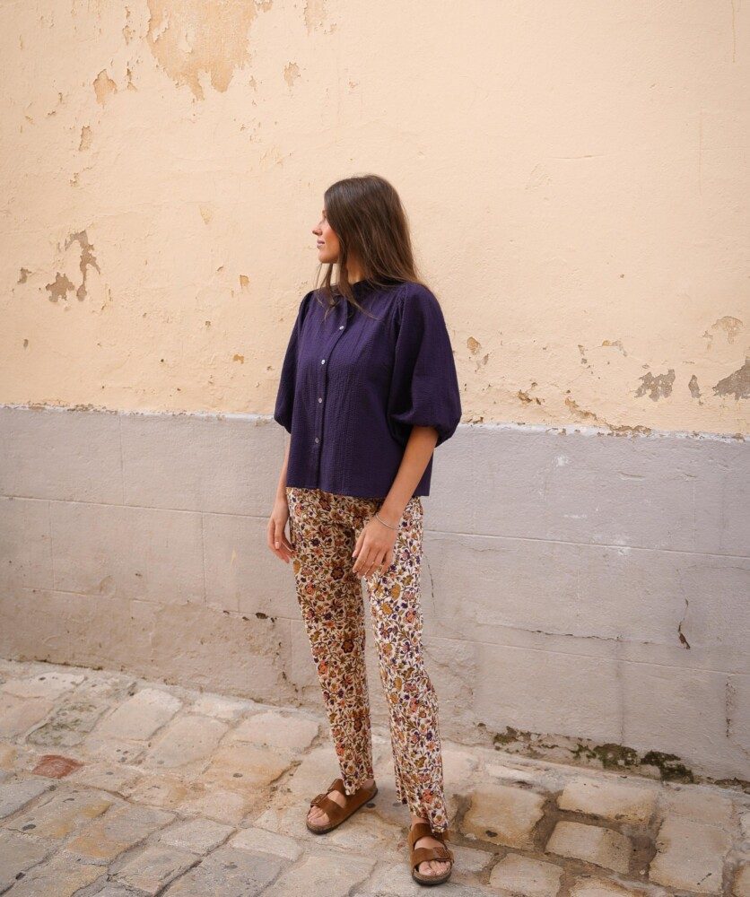 Pantalon Maho – Imprimé Sesimbra myrtille