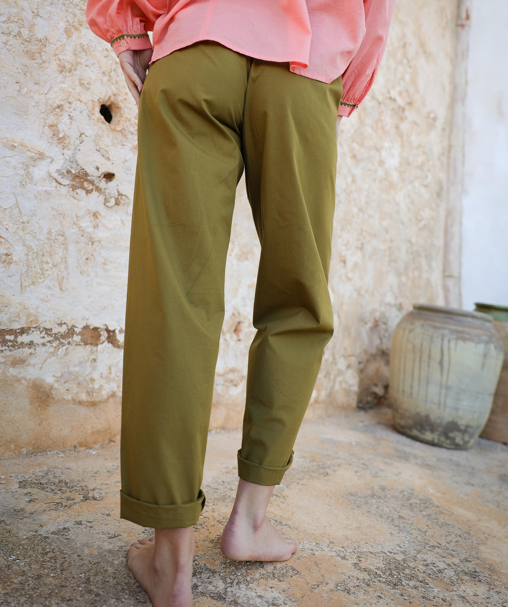 Pantalon Calista – Popeline de coton bronze