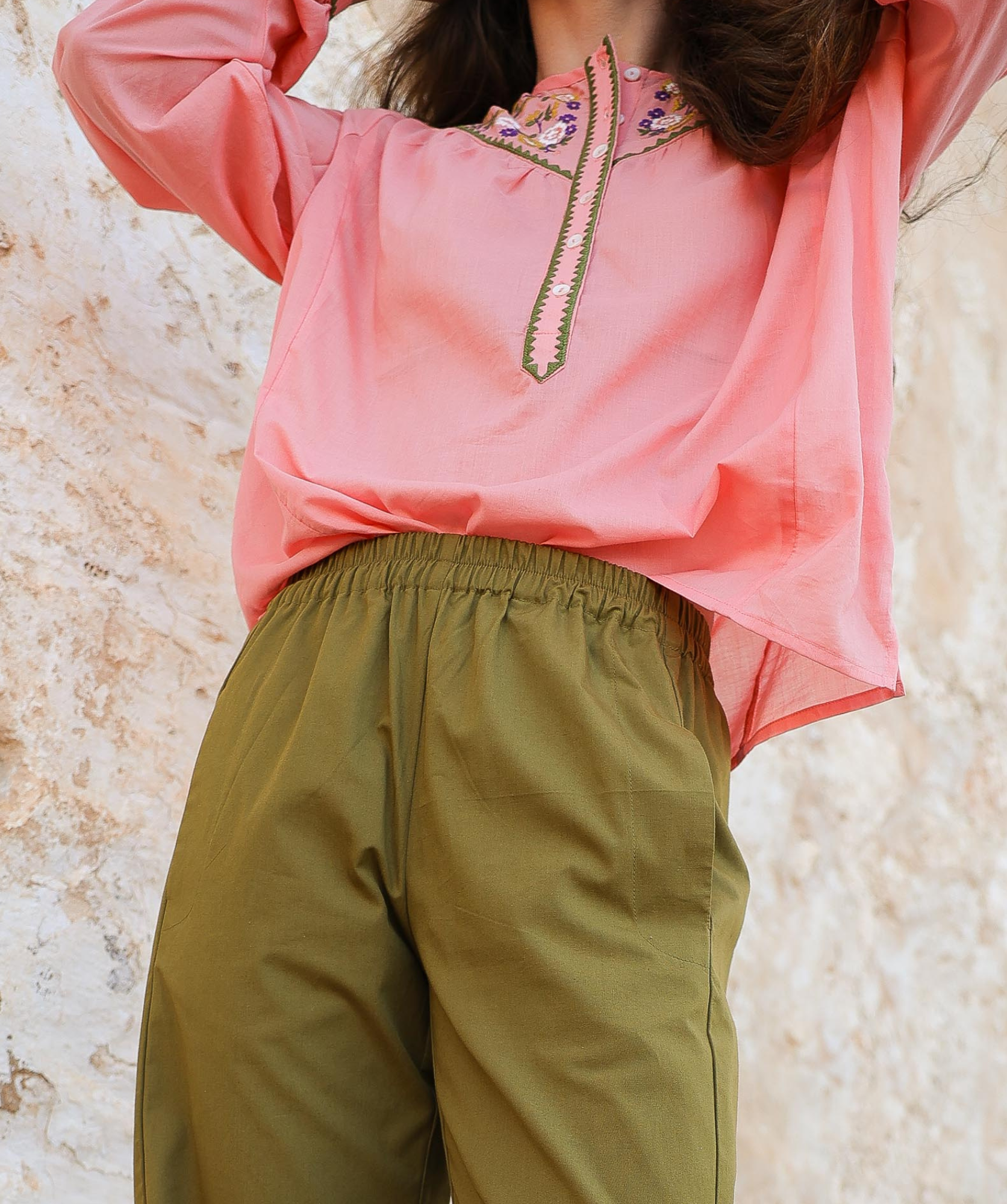 Pantalon Calista – Popeline de coton bronze