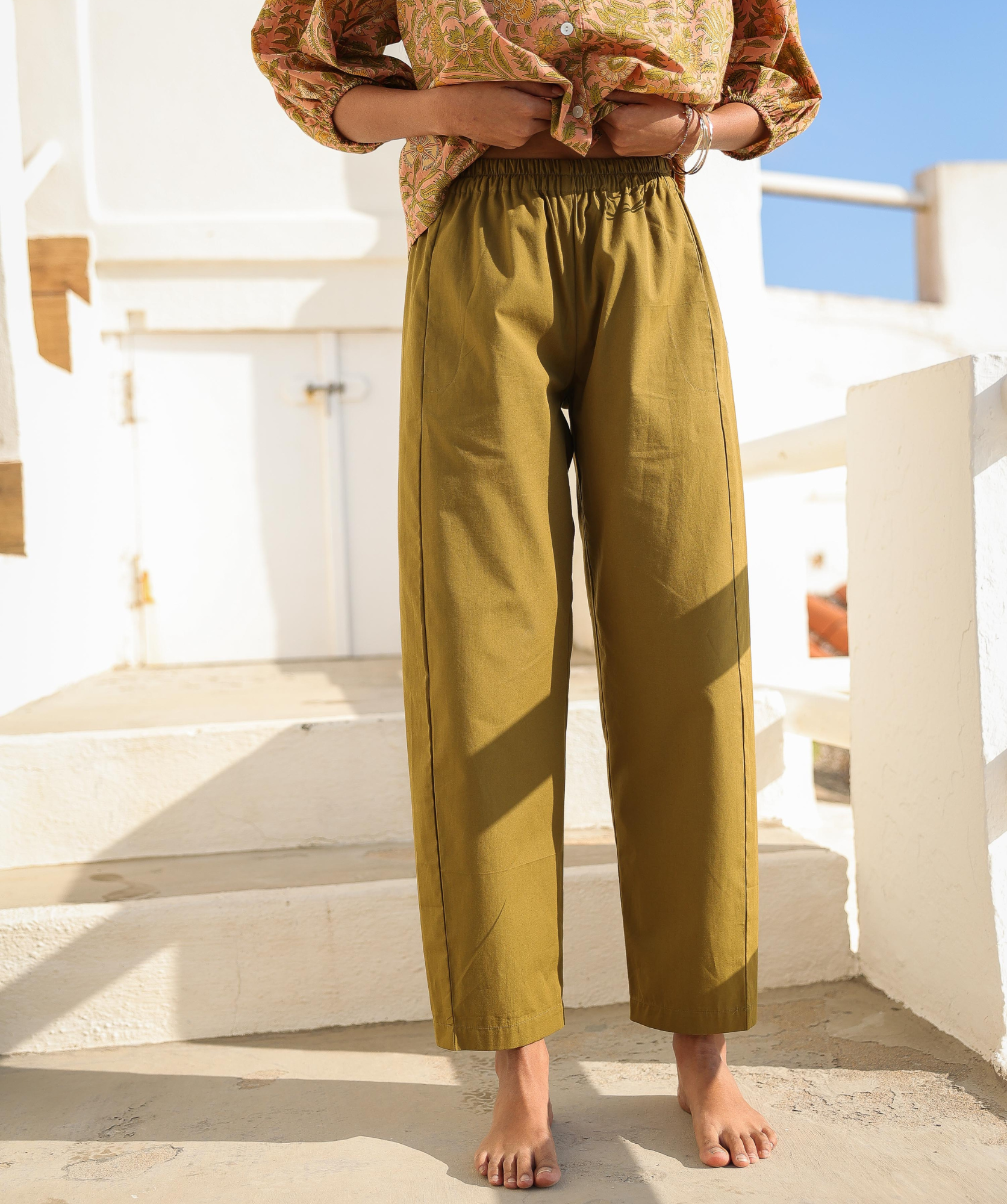 Pantalon Calista – Popeline de coton bronze