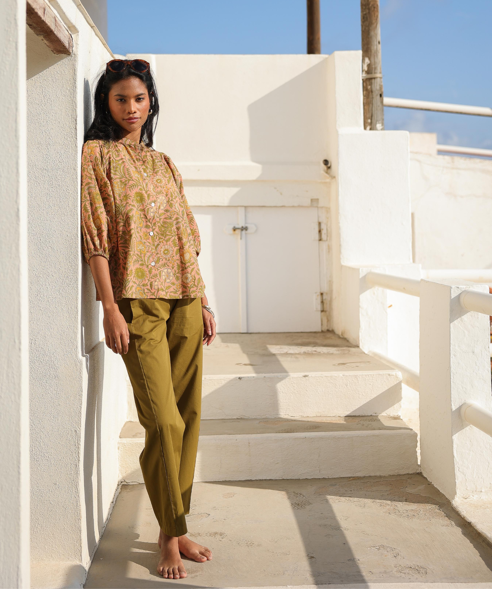 Pantalon Calista – Popeline de coton bronze
