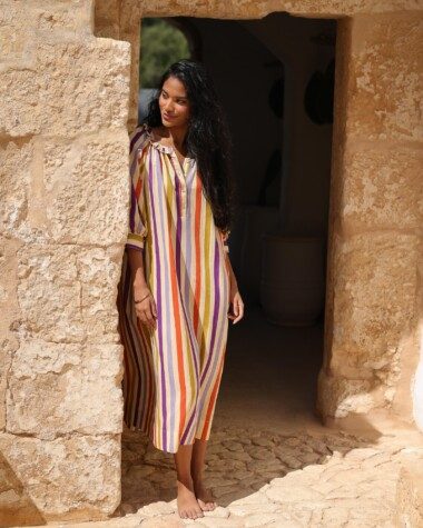 Robe Aimée – Rayure Rosa