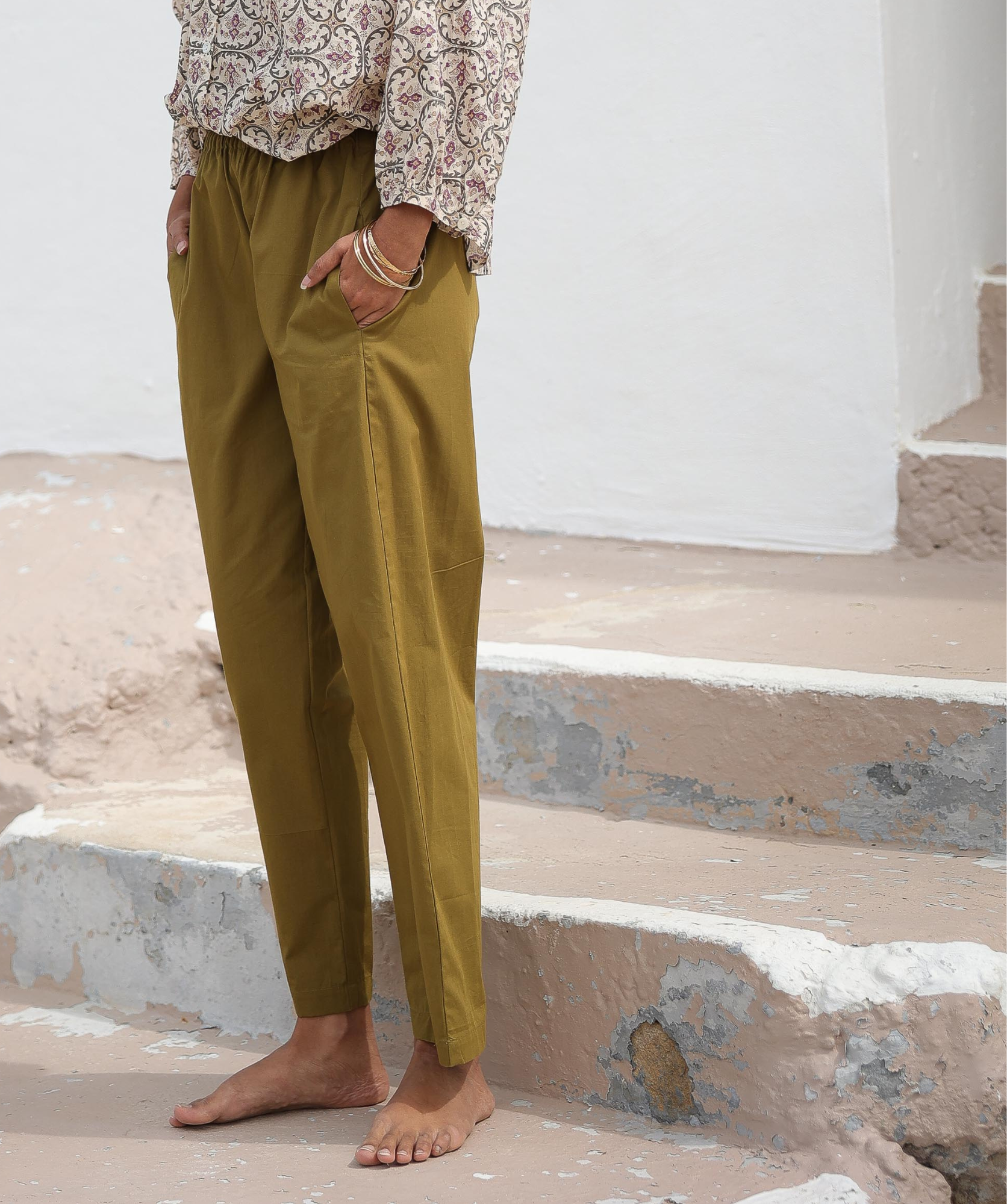 Pantalon Calista – Popeline de coton bronze