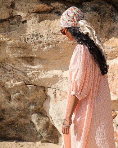 Robe Helena – Seersucker carreaux corail