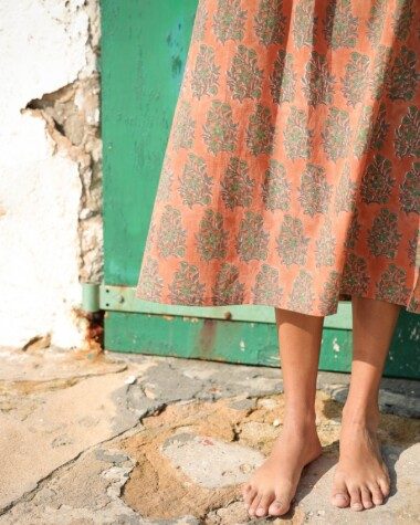 Robe April – Imprimé block-print Jasmine terracotta