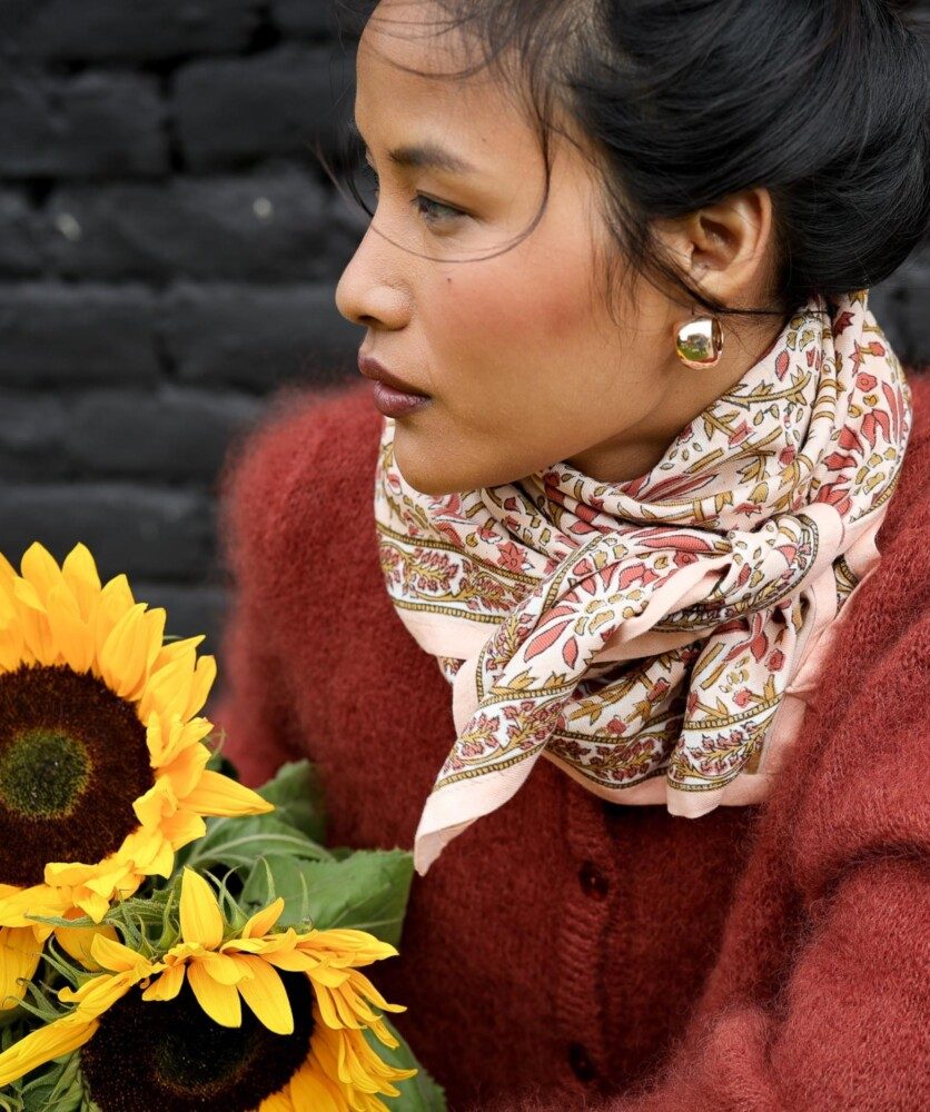 Foulard grand format – Palmyre Rose Poudré