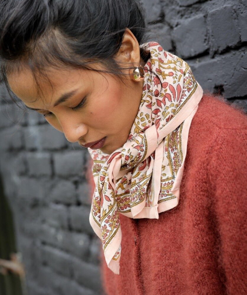 Foulard grand format – Palmyre Rose Poudré
