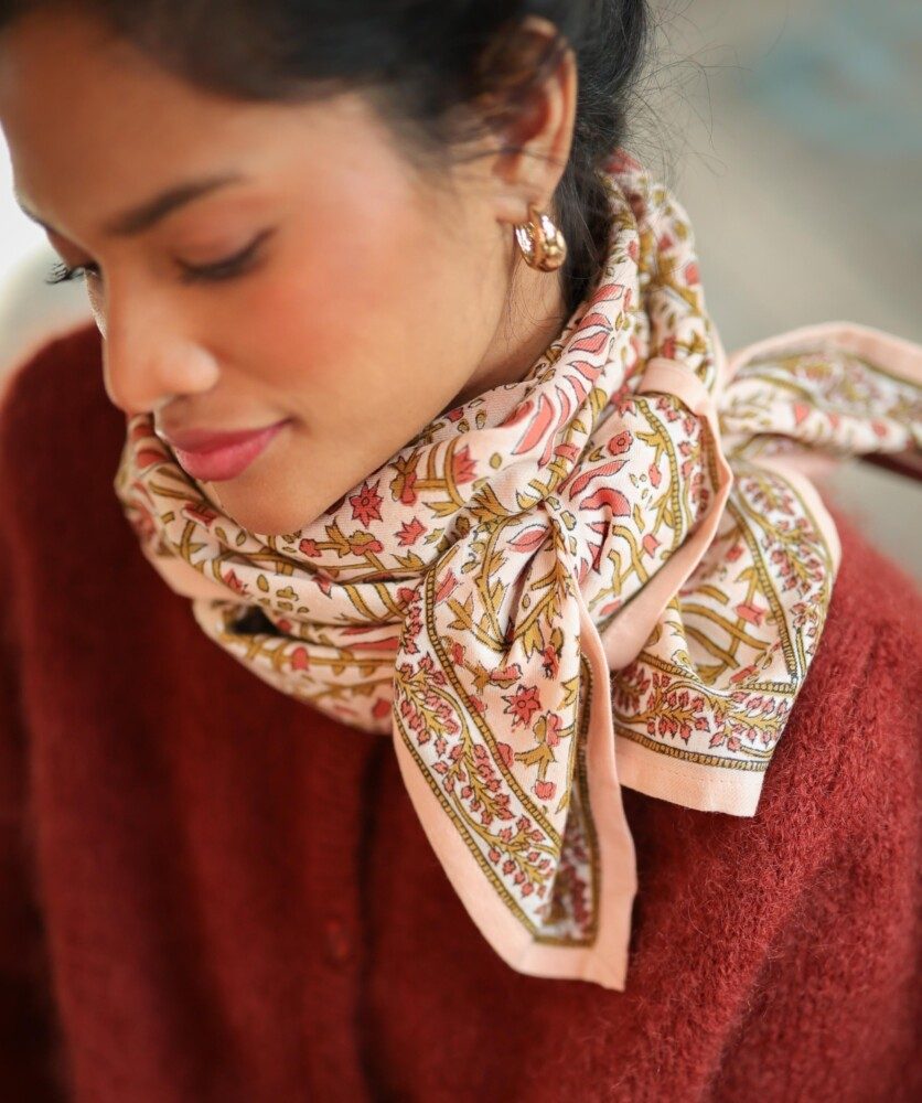 Foulard grand format – Palmyre Rose Poudré