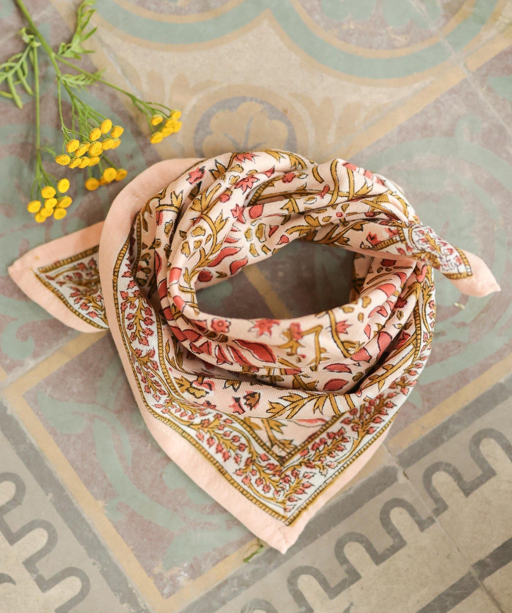 Foulard petit format – Palmyre Rose Poudré