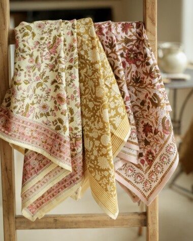 Foulard grand format – Mina rose poudre