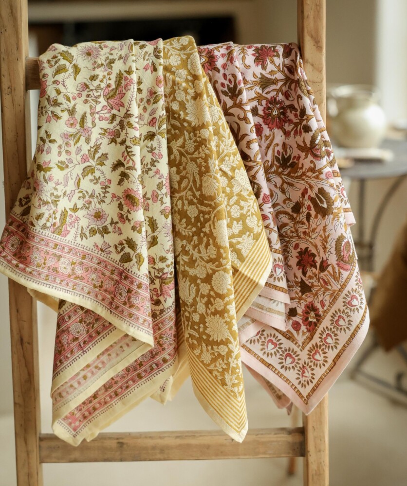Foulard grand format – Mina rose poudre