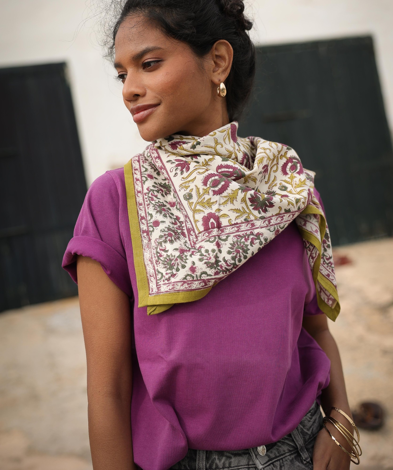 Foulard grand format – Mina amethyste