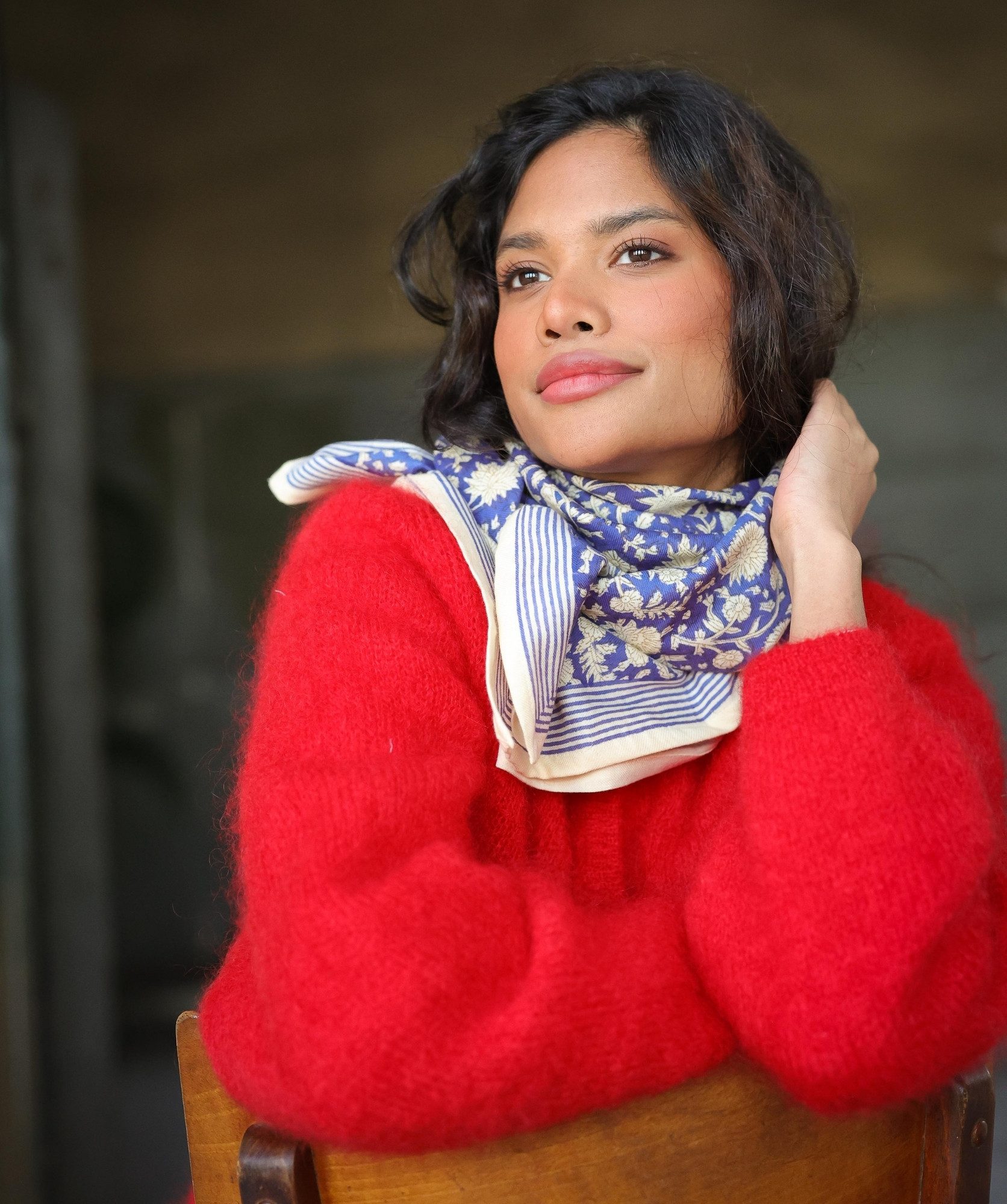 Foulard grand format – Anjali Cobalt
