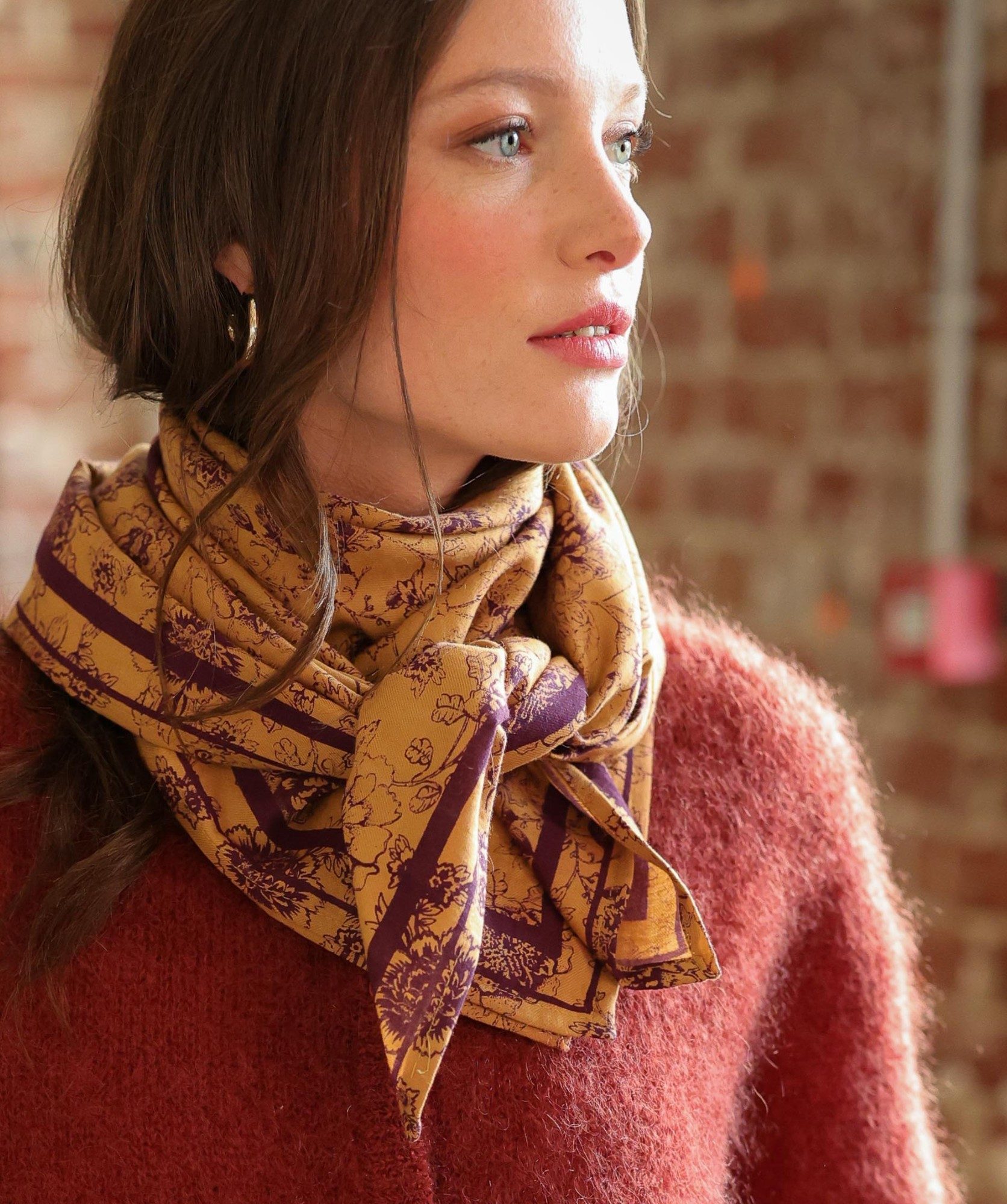 Foulard grand format – Antoinette Prune