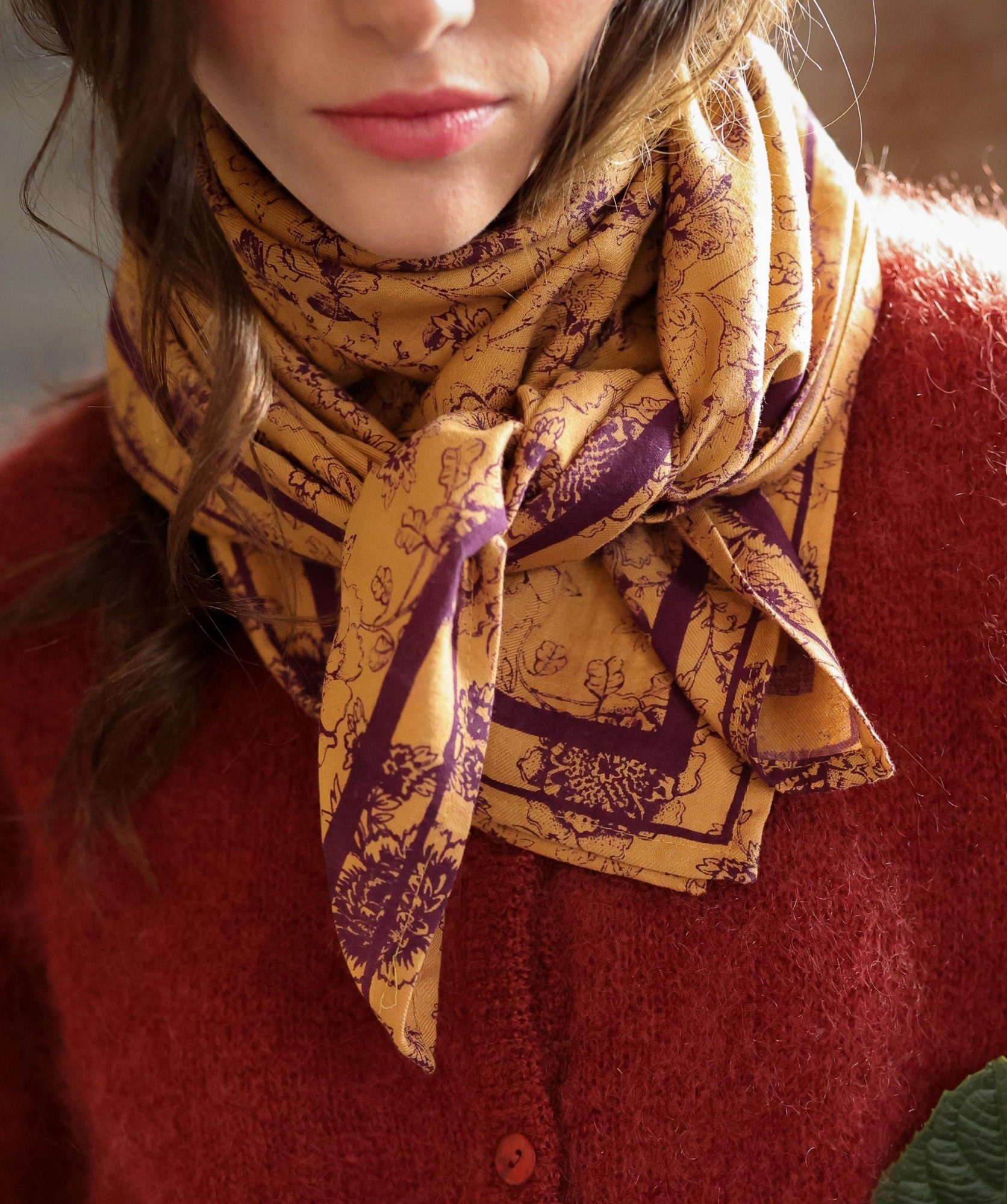 Foulard grand format – Antoinette Prune