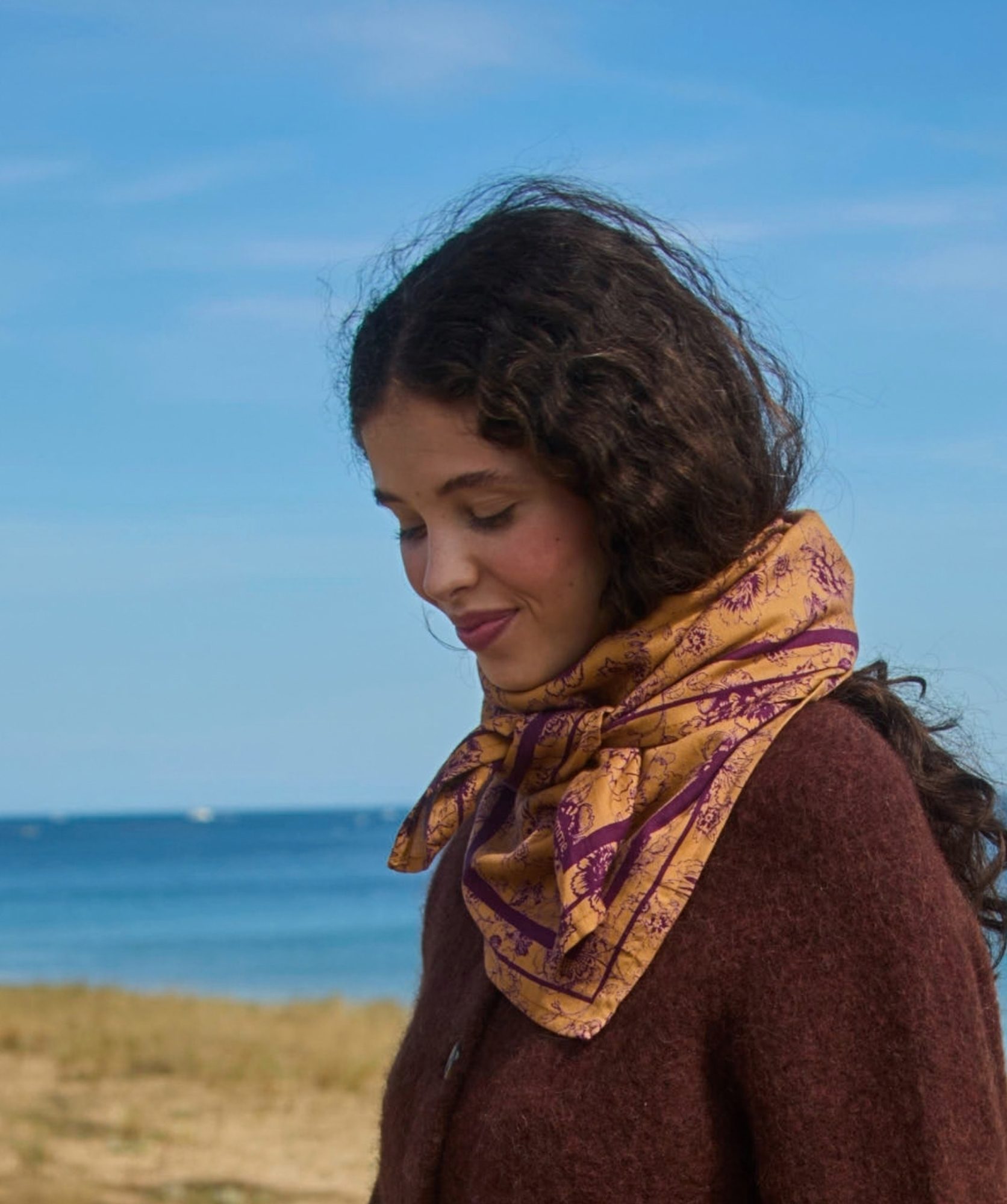 Foulard grand format – Antoinette Prune