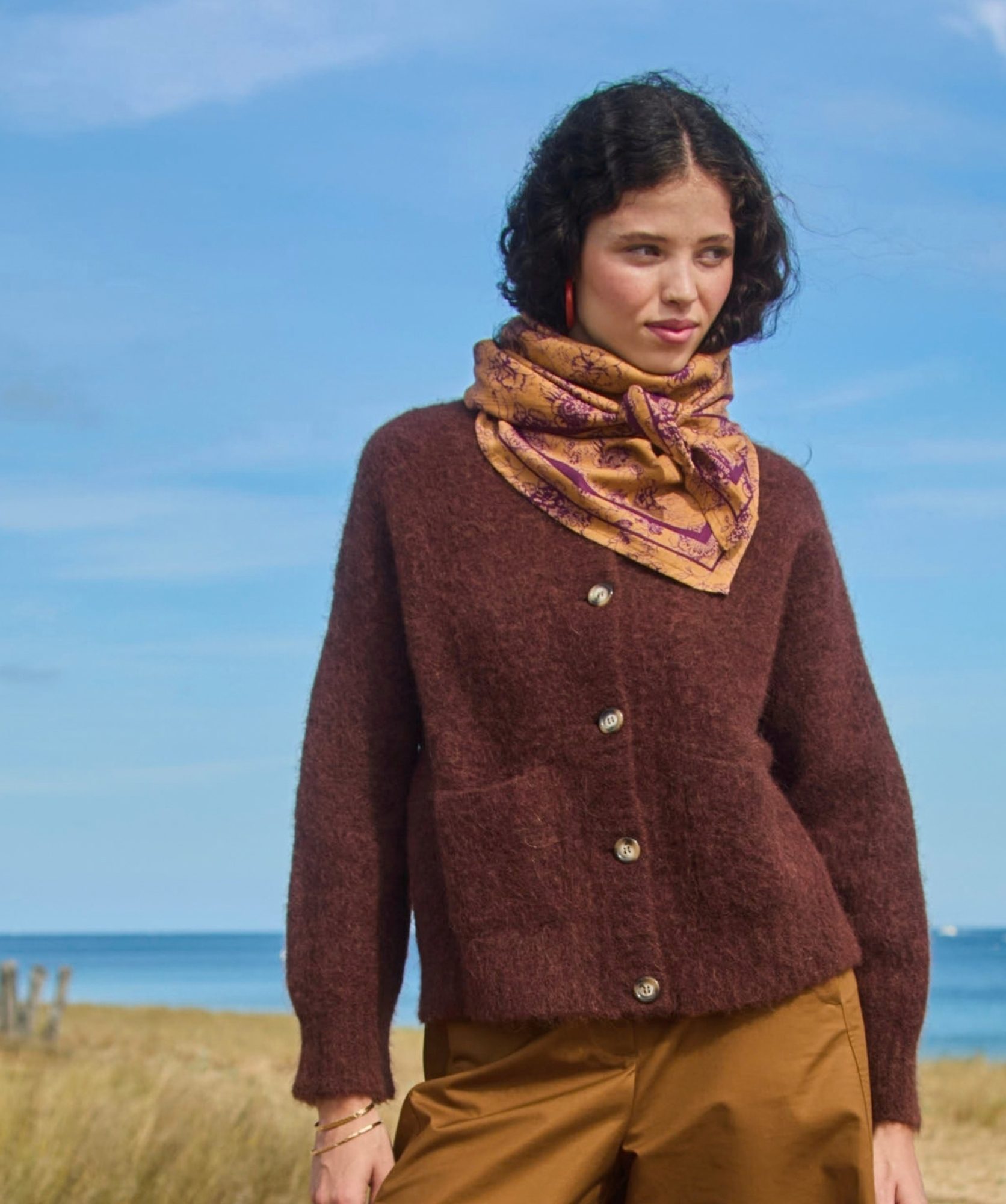 Foulard grand format – Antoinette Prune