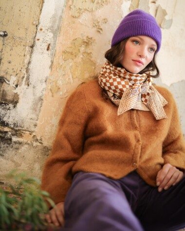 Foulard grand format – Damier caramel