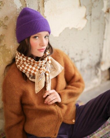 Foulard grand format – Damier caramel