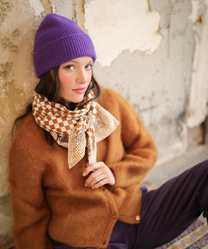 Foulard grand format – Damier caramel