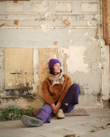 Foulard grand format – Damier caramel