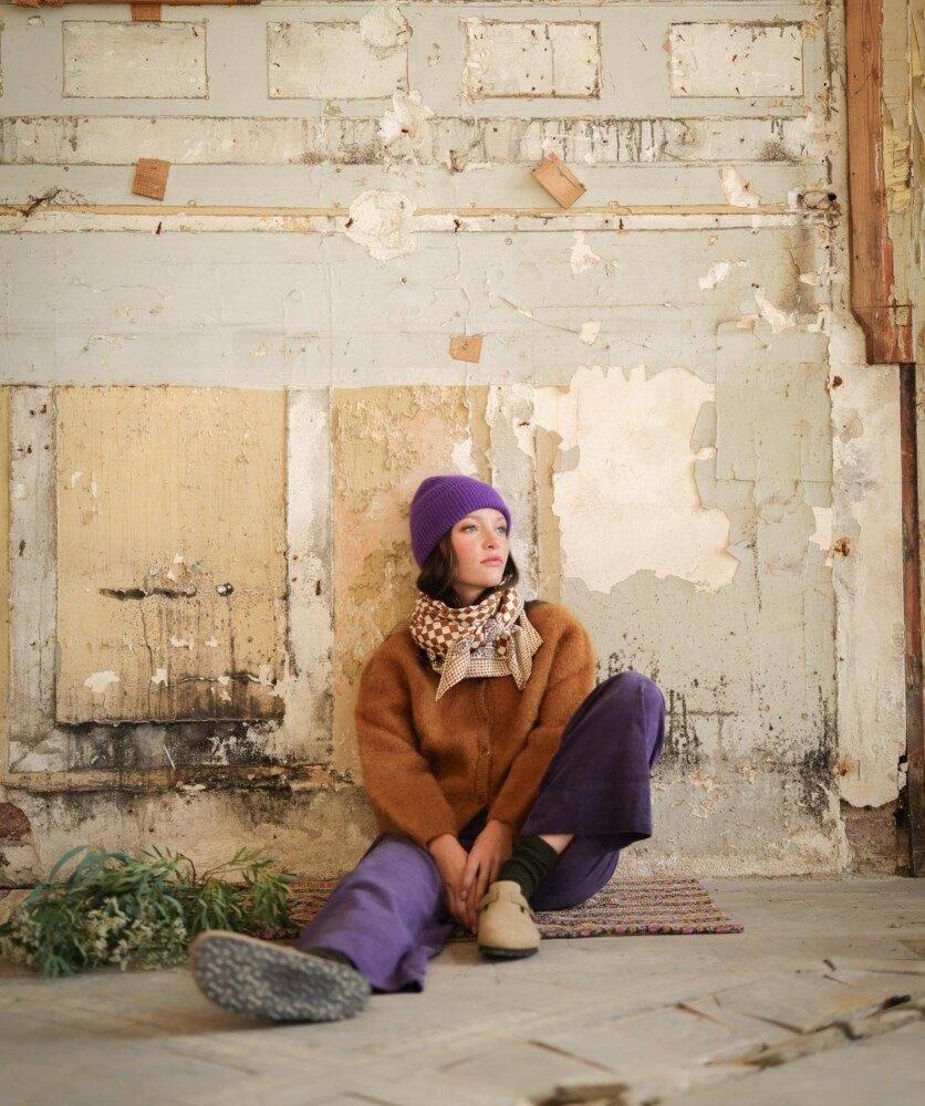 Foulard grand format – Damier caramel