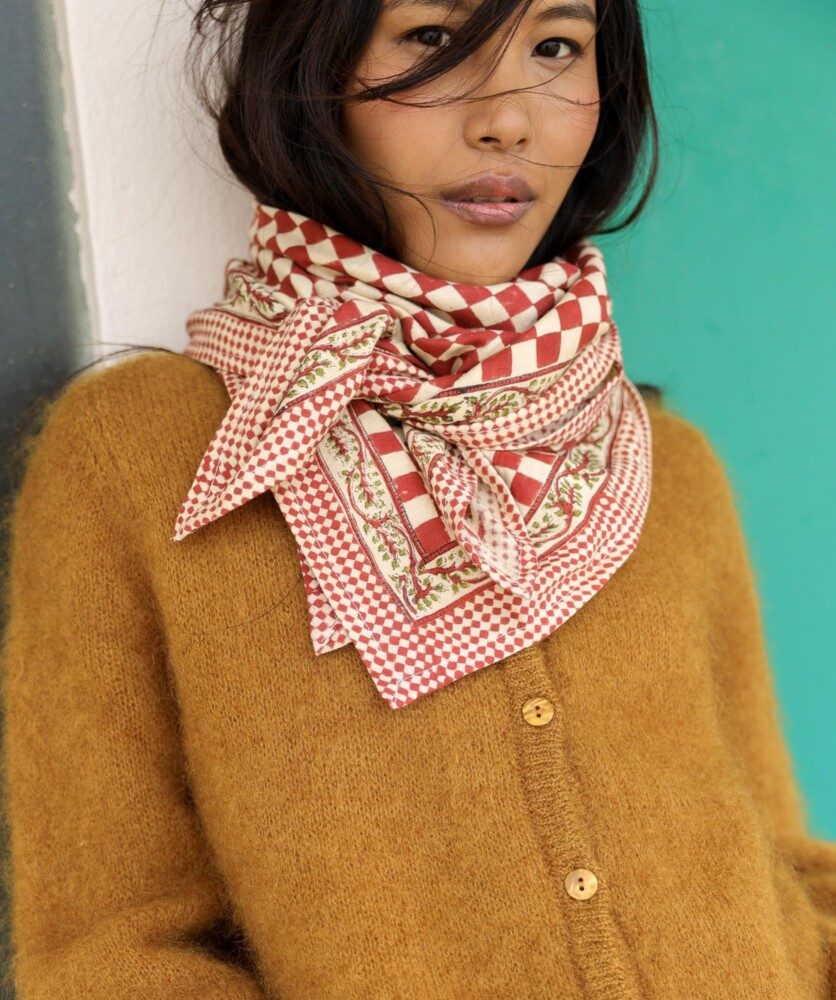 Foulard grand format – Damier Grenat