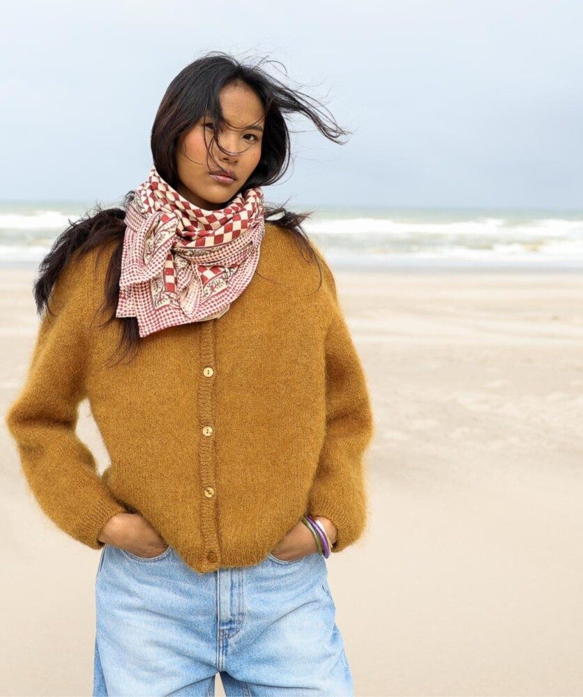 Foulard grand format – Damier Grenat