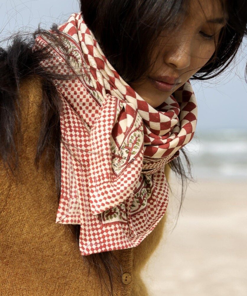 Foulard grand format – Damier Grenat