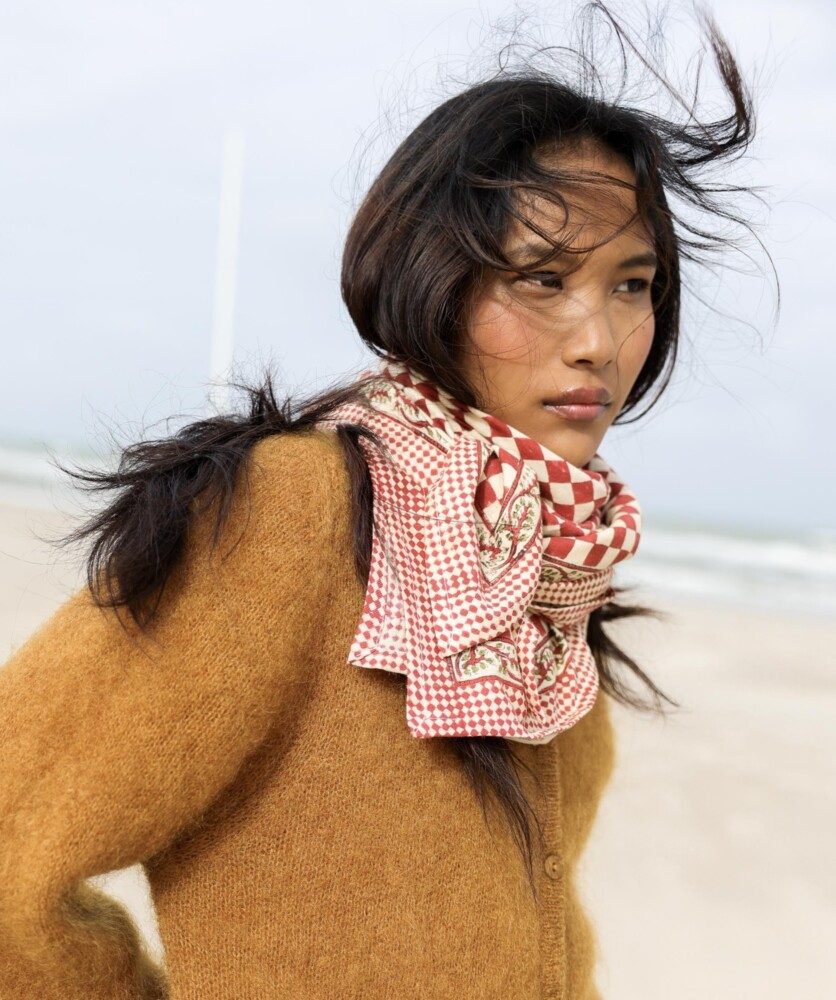 Foulard grand format – Damier Grenat