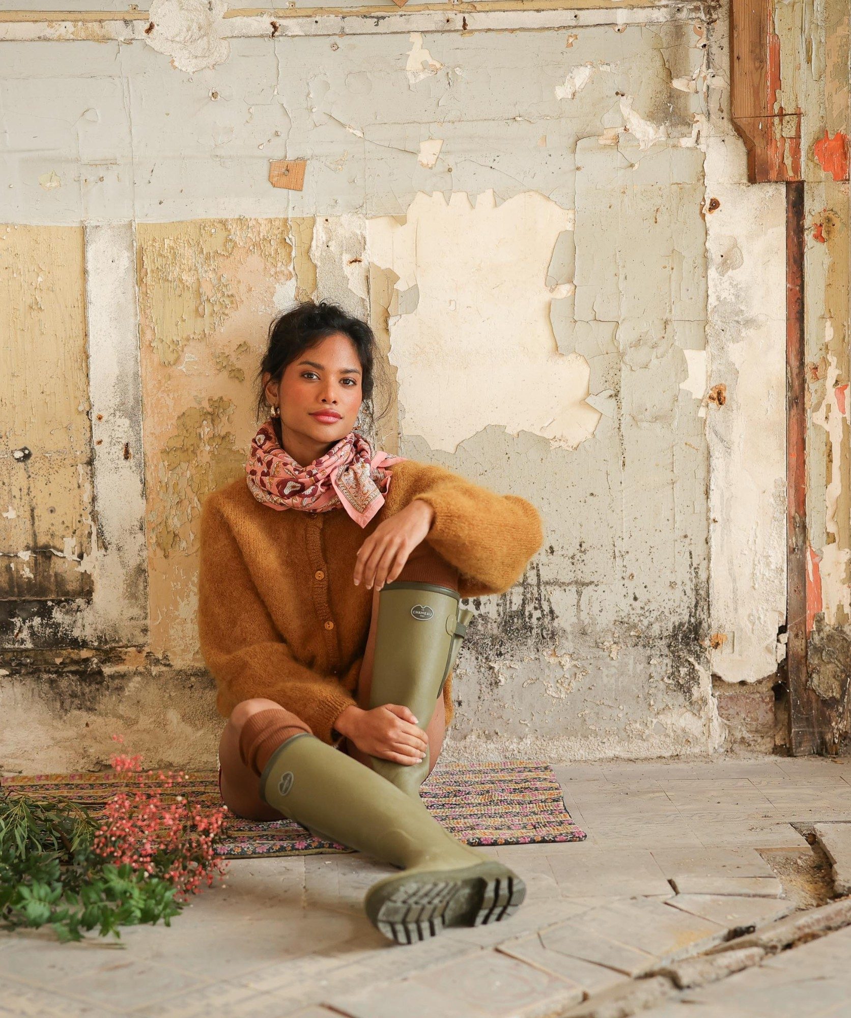 Foulard grand format – Jaya rose blush