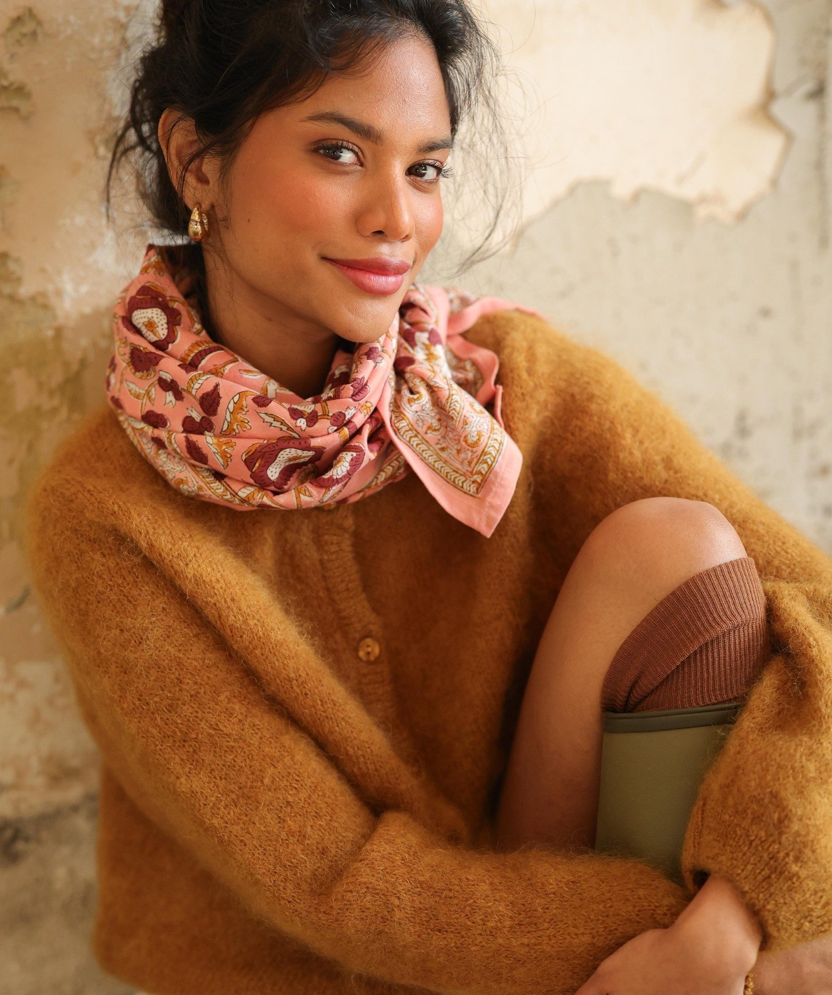 Foulard grand format – Jaya rose blush