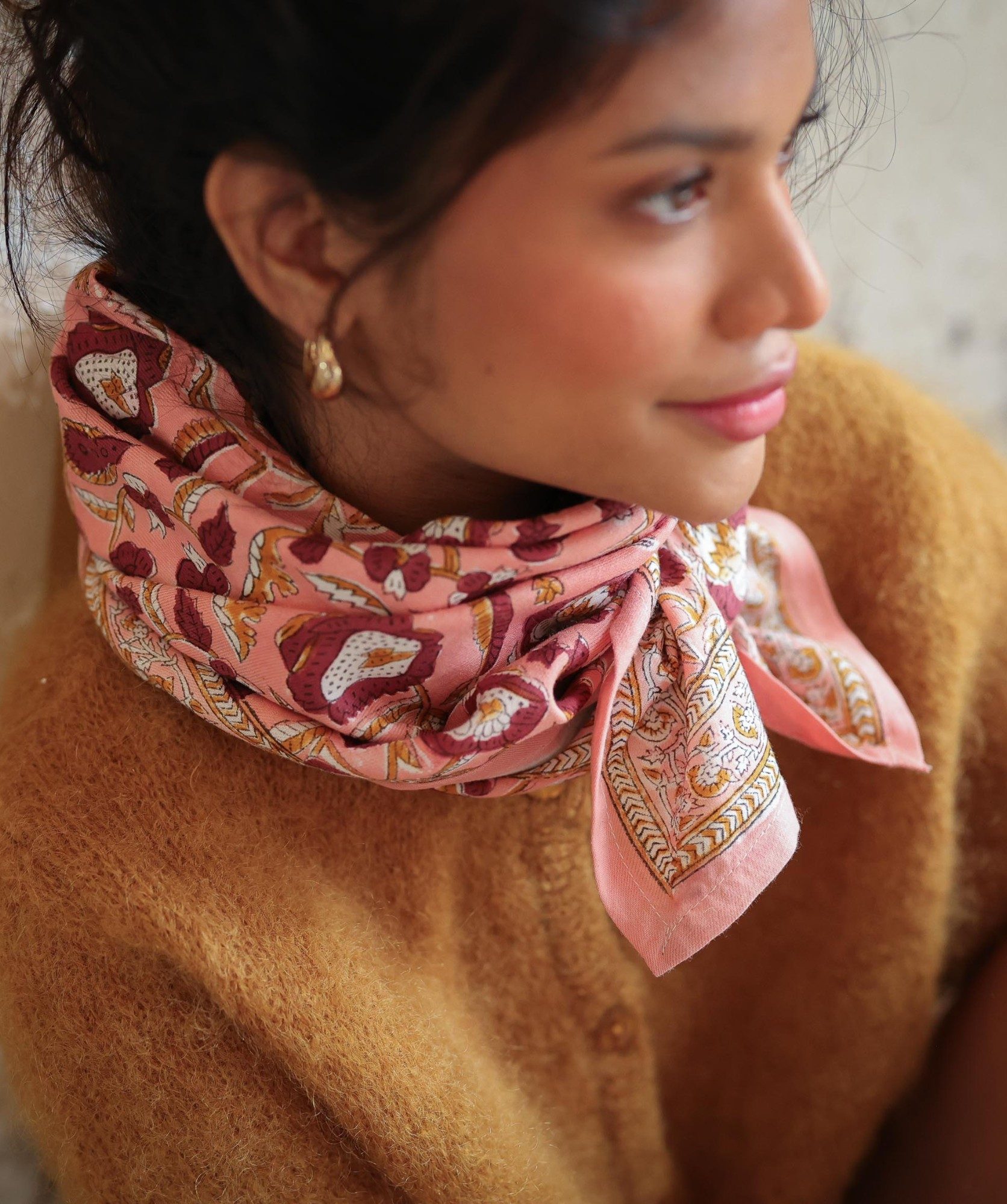Foulard grand format – Jaya rose blush
