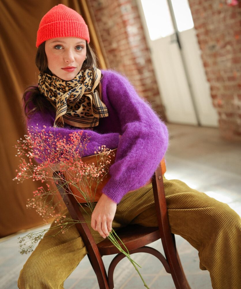 Foulard grand format – Léopard camel