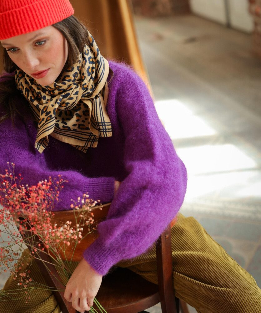 Foulard grand format – Léopard camel