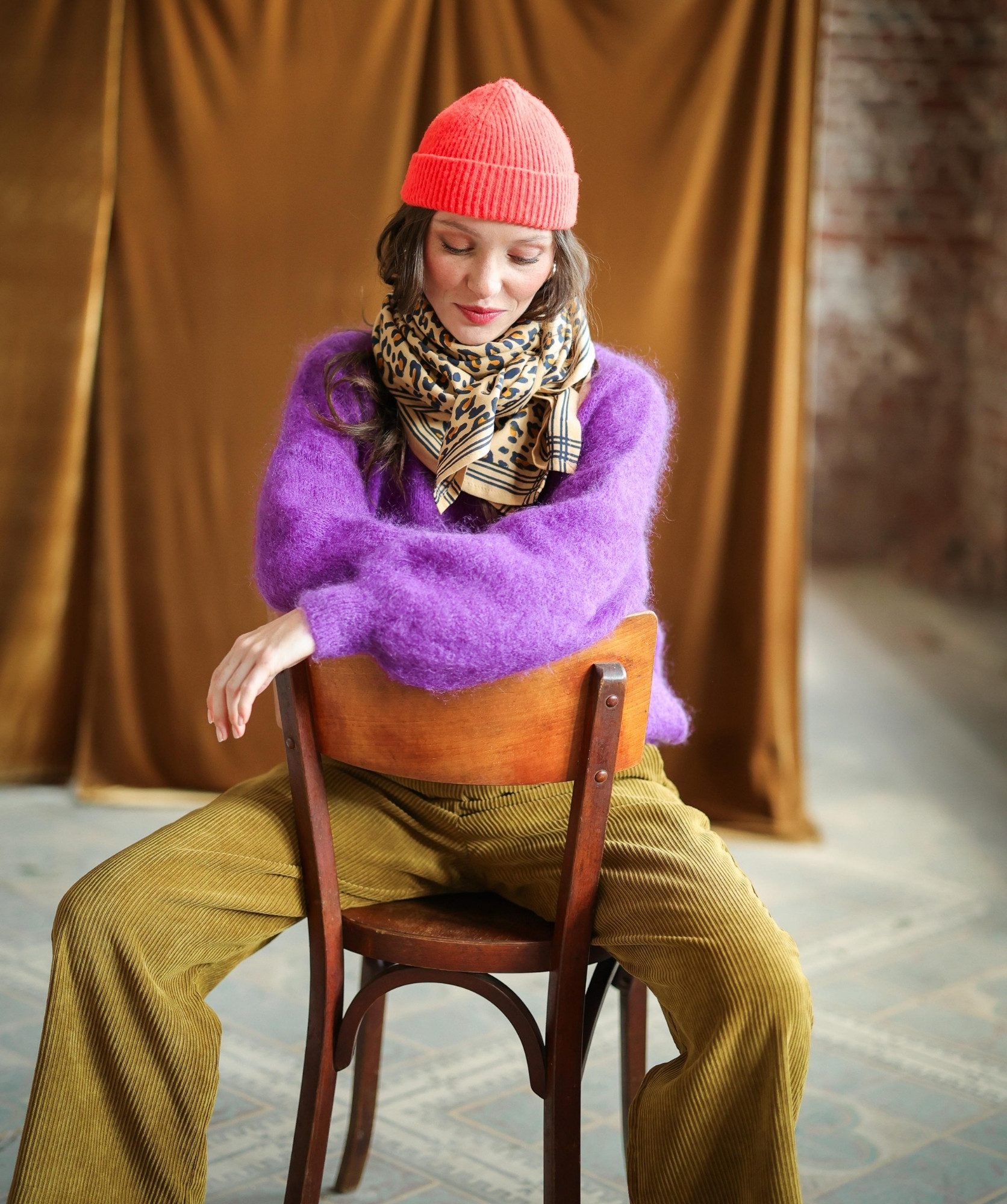 Foulard grand format – Léopard camel