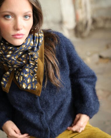 Foulard grand format – Léopard Navy