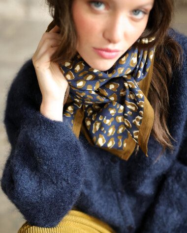 Foulard grand format – Léopard Navy