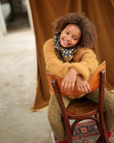 Foulard grand format – Léopard Navy