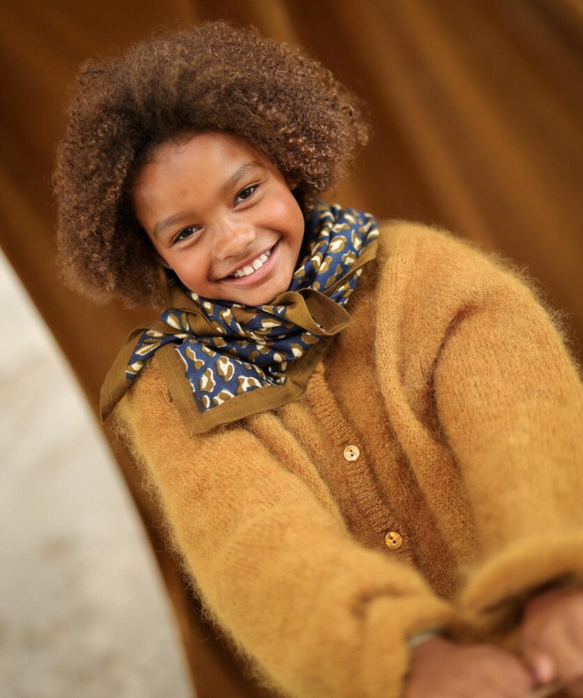 Foulard grand format – Léopard Navy