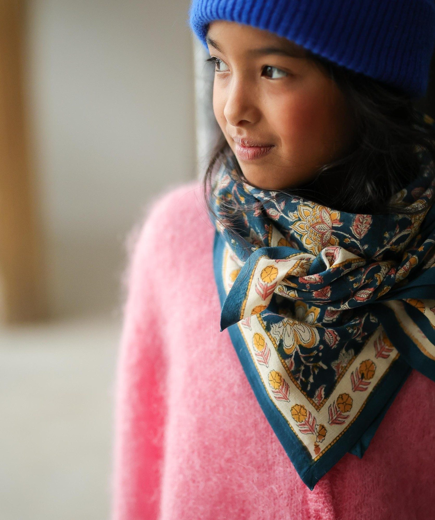 Foulard grand format – Manon Bleu Azur