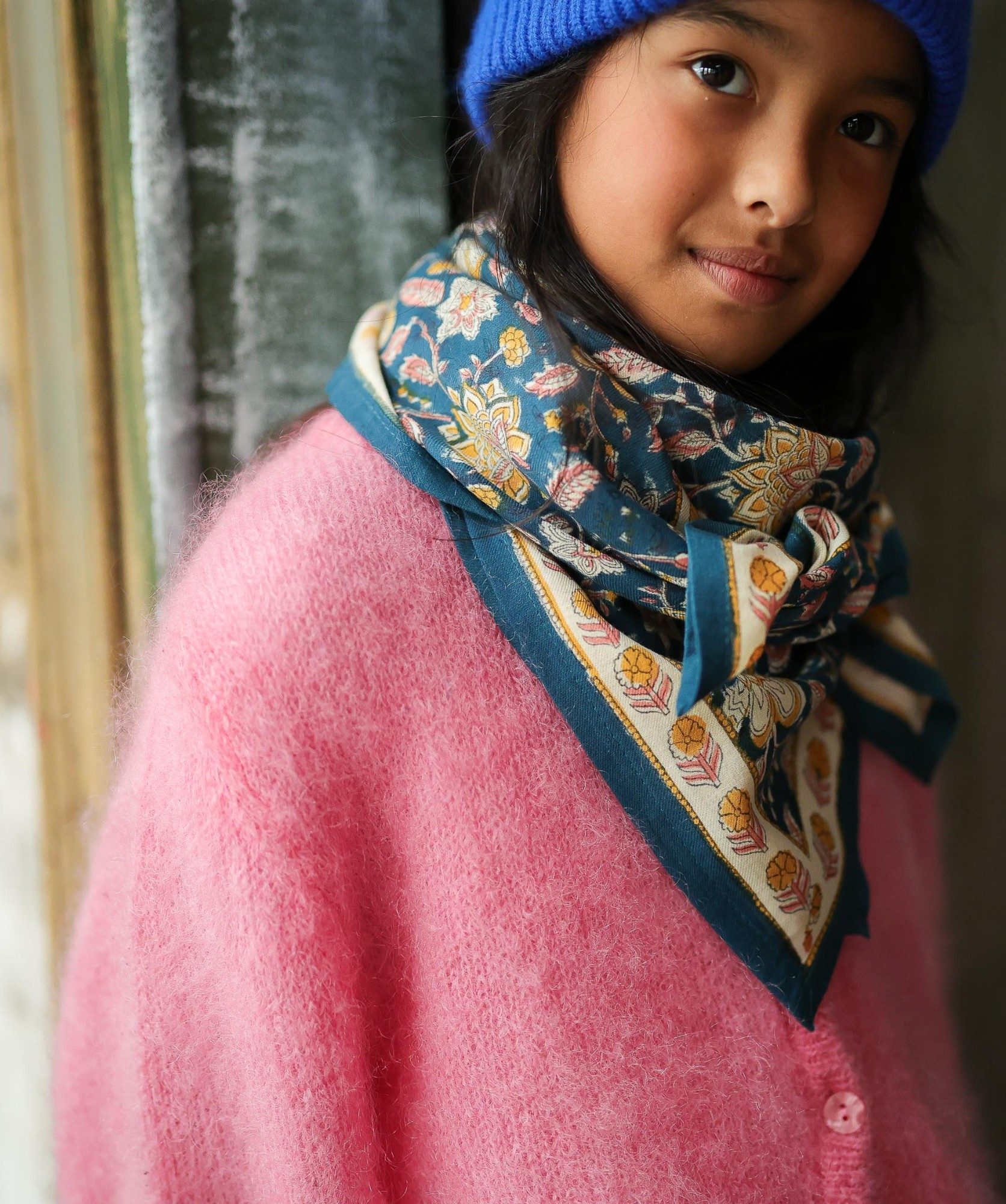 Foulard grand format – Manon Bleu Azur
