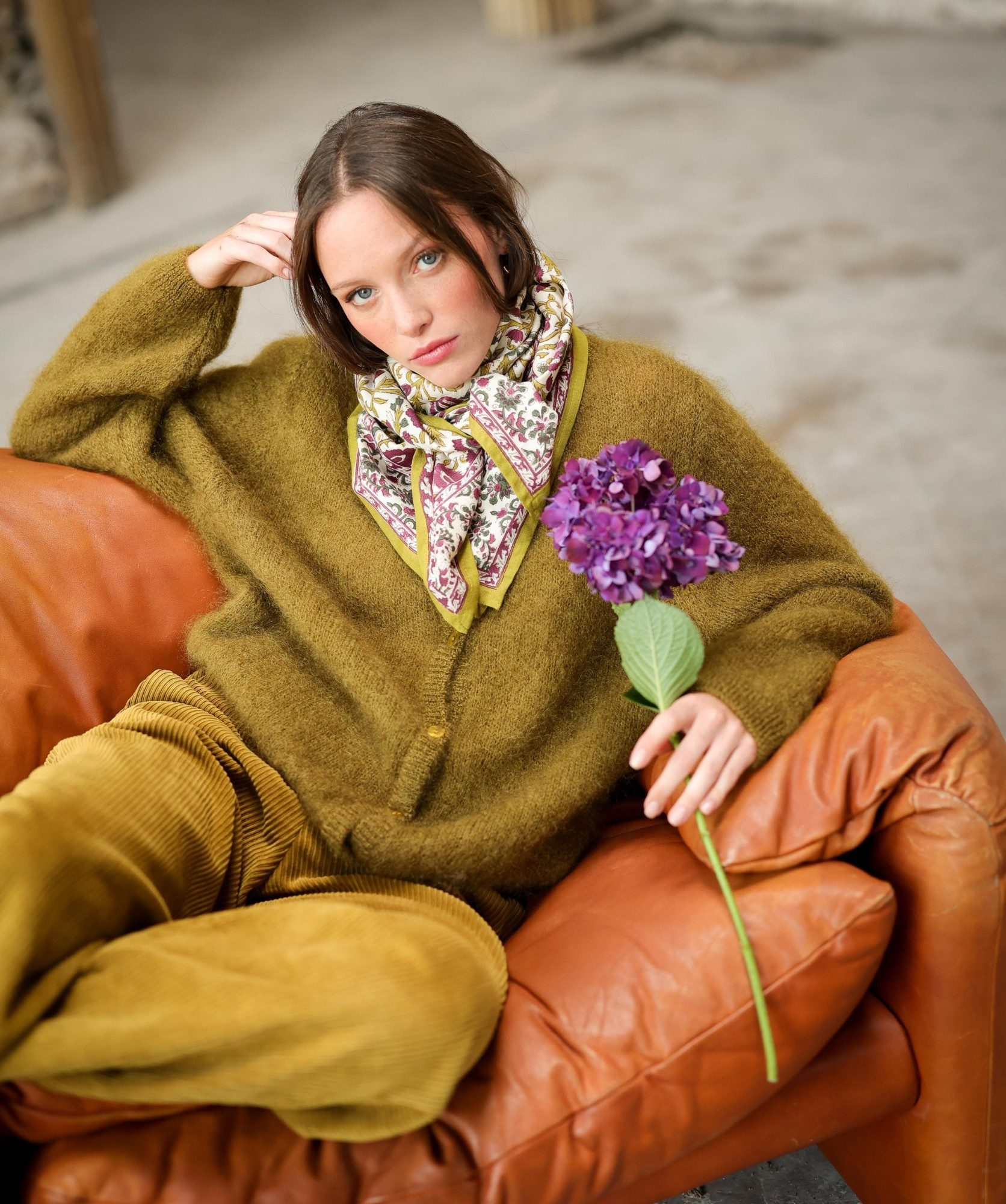 Foulard grand format – Mina amethyste