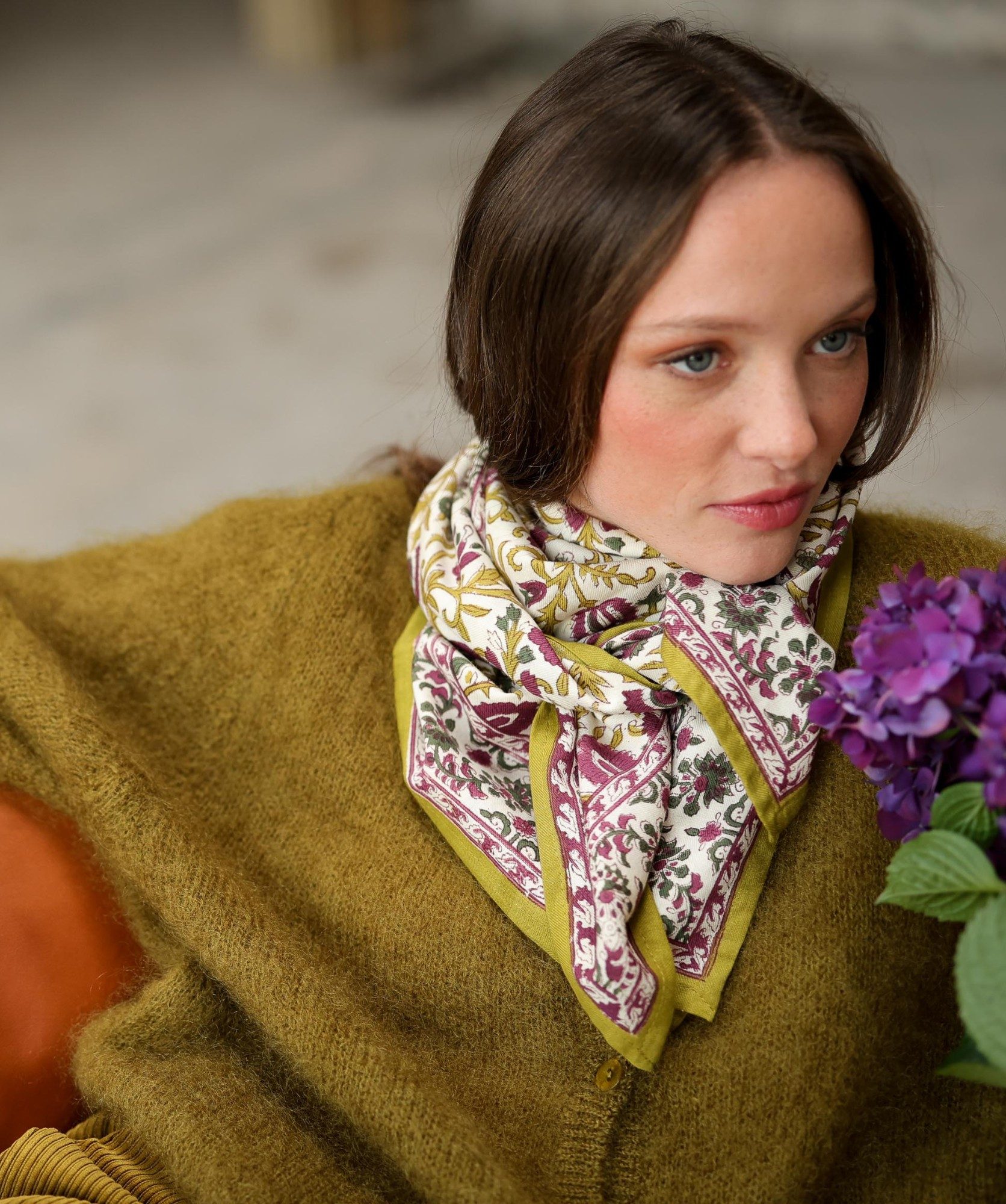 Foulard grand format – Mina amethyste