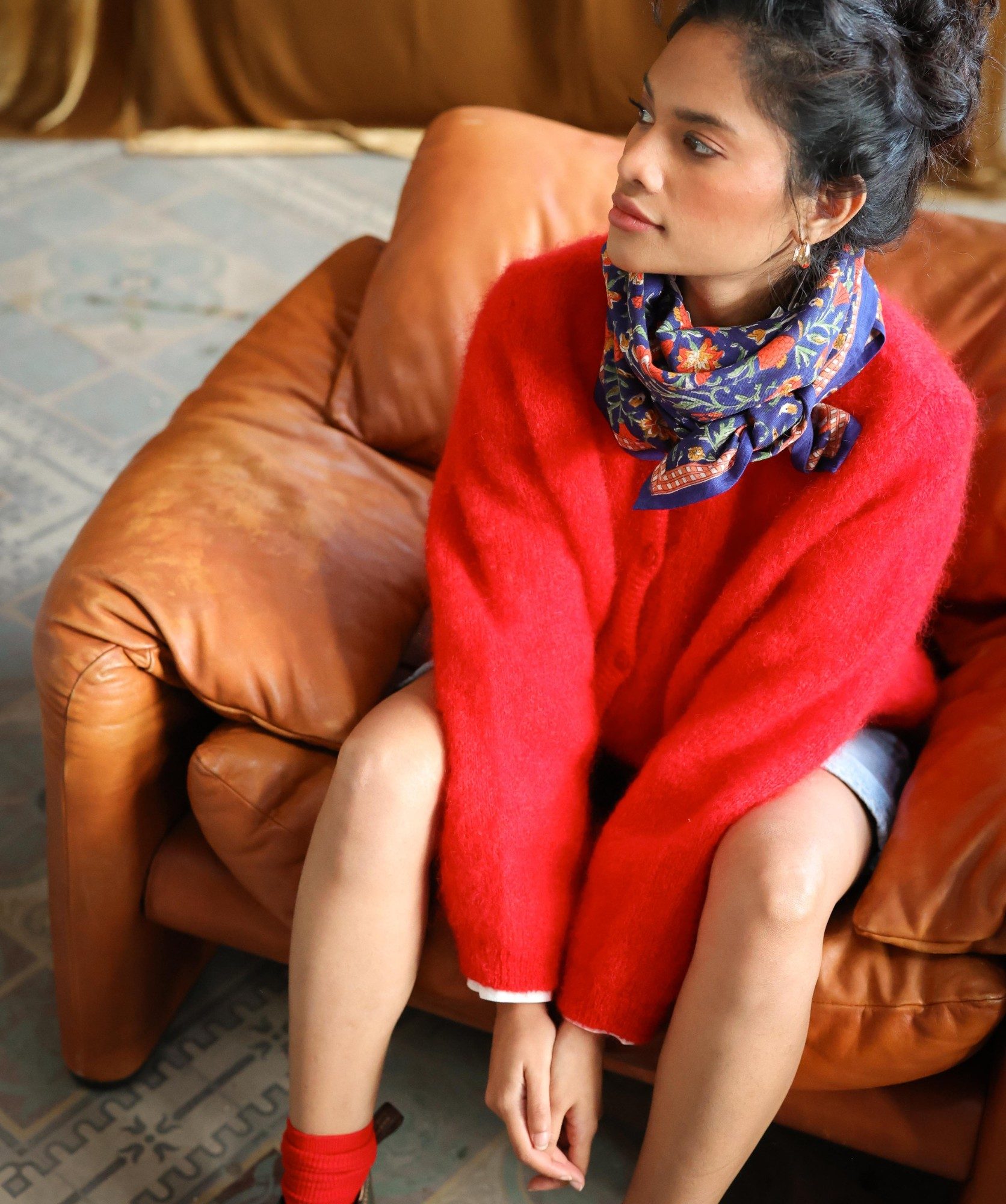 Foulard grand format – Mina Indigo