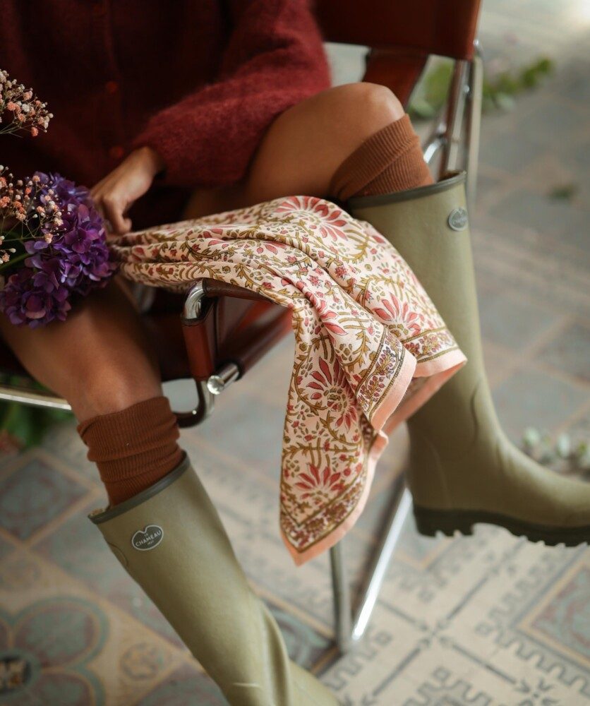 Foulard grand format – Palmyre Rose Poudré