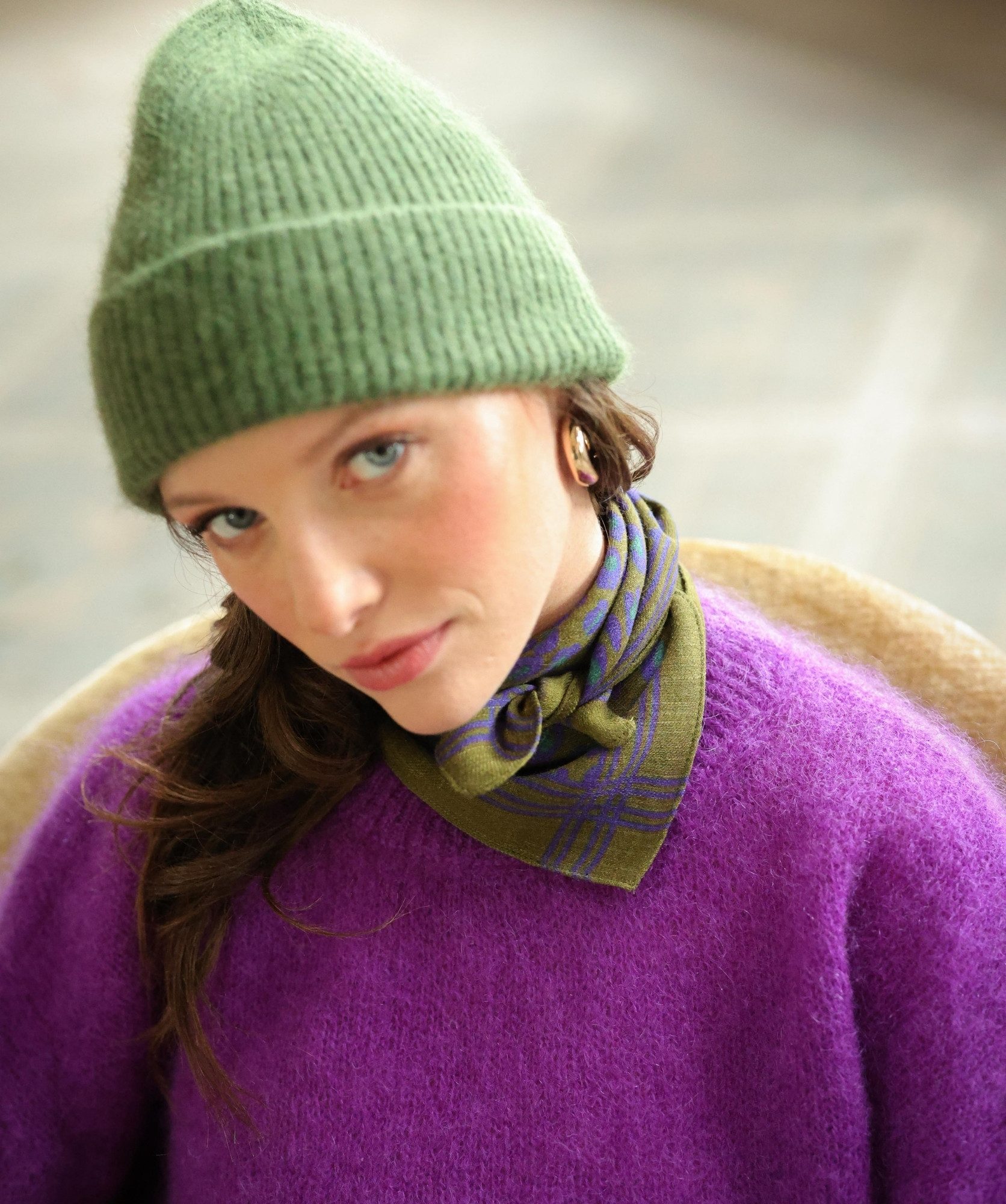 Foulard en laine petit format – Léopard Bronze