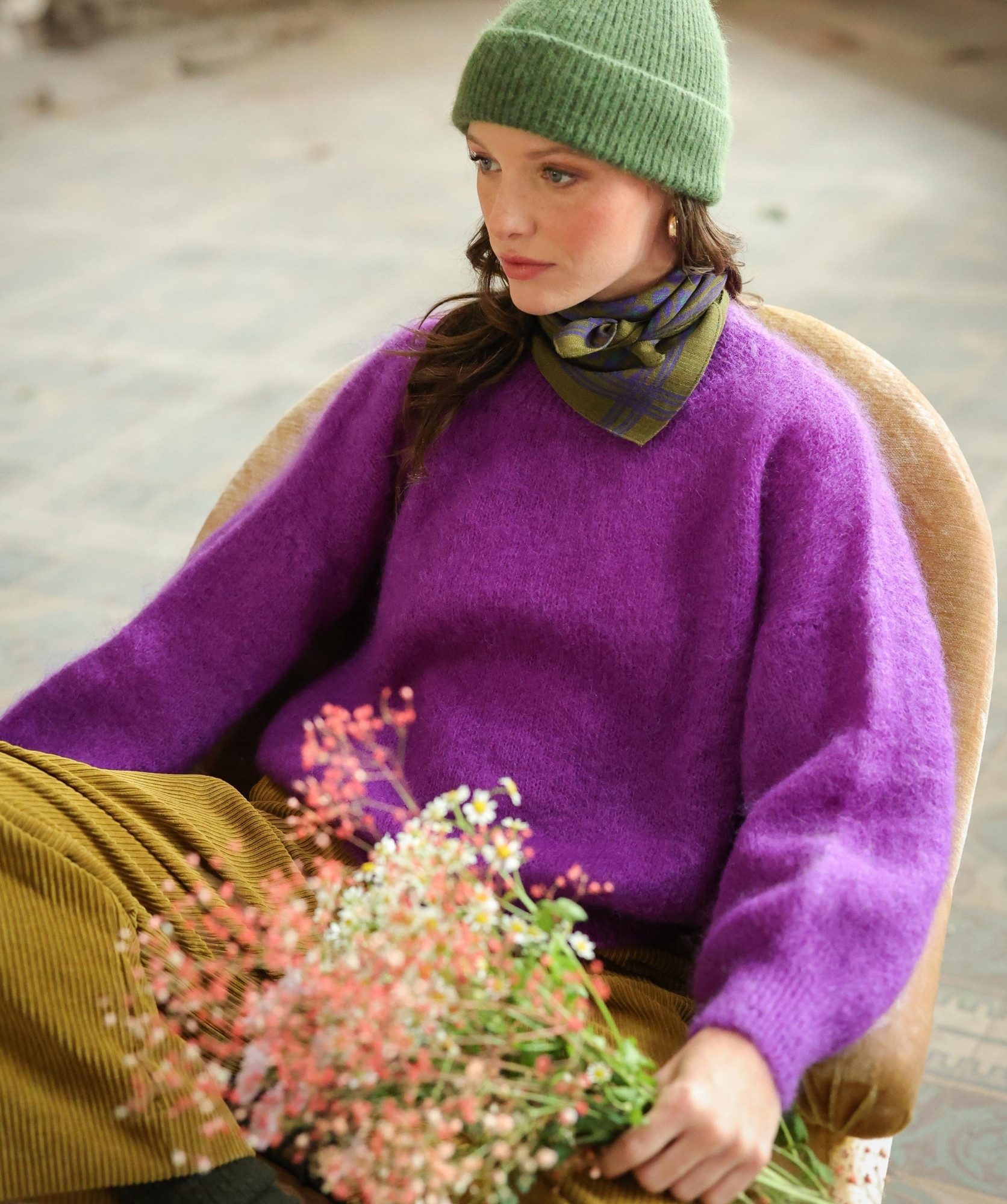 Foulard en laine petit format – Léopard Bronze