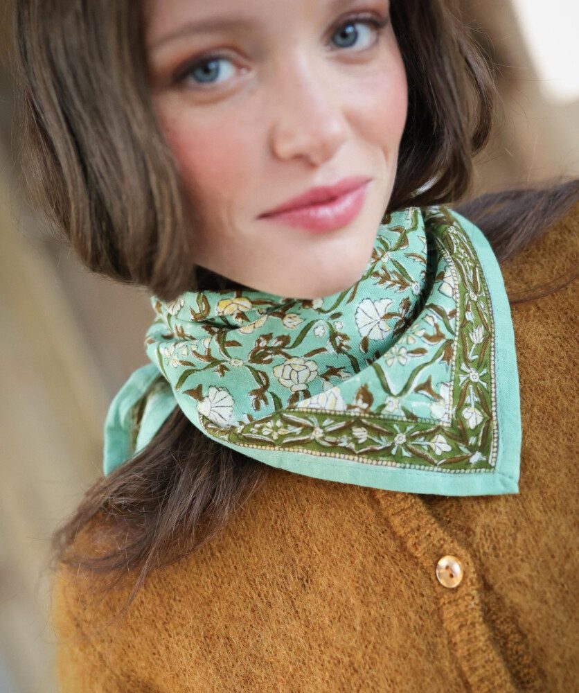 Foulard petit format – Albertine Vert Aqua