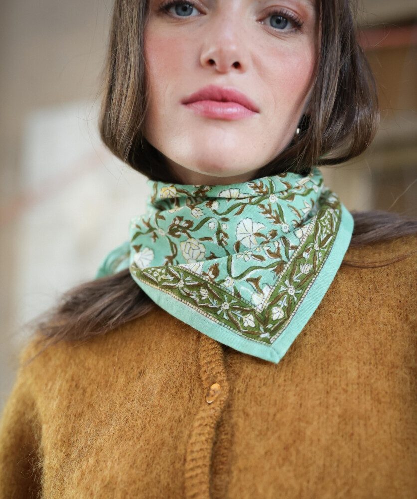Foulard petit format – Albertine Vert Aqua